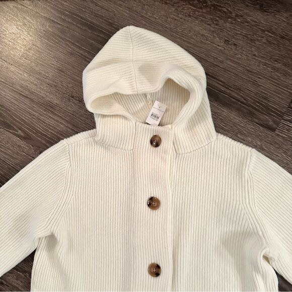 Ann Taylor Cream Long Length Hooded Sweater New - Picture 5 of 10